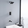 Sumerain Black Tub and Shower Faucet Set, Anti-scalding Pressure Balance Valve, Waterfall Tub Spout - 3 of 4