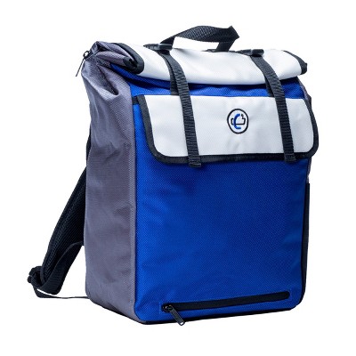 Case-it Rolltop Backpack, Blue with White Trim, 6 x 12-2/5 x 16-1/4 Inches