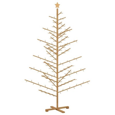 vidaXL Wooden Christmas Tree with Stand Brown 82.7" Solid pine wood