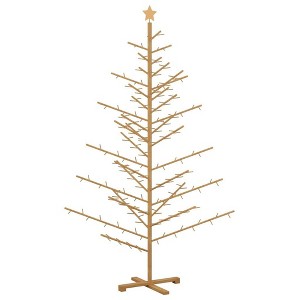 vidaXL Wooden Christmas Tree with Stand Brown 82.7" Solid pine wood - 1 of 4