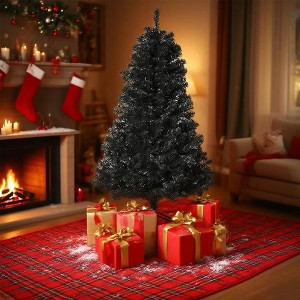 7ft Artificial Christmas Tree Unlit Douglas Fir with Realistic Branches and 1346 Tips, Black Halloween Style - 1 of 4