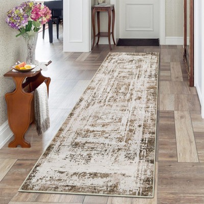 Modern Area Rugs Non Slip Abstract Indoor Carpet Washable Contemporary Accent Rugs Foldable Low Pile Distressed Floor Mat for Kitchen Bedroom Office
