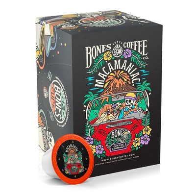 Bones Coffee Macamaniac Macadamia and Coconut Flavor 12ct Single-Serve Bones Cups Coffee Pods Compatible with Keurig Coffee Maker