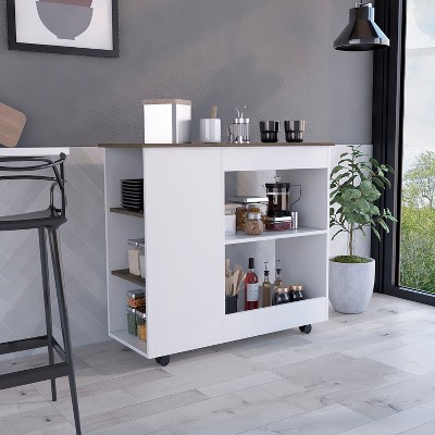 NicBex Mobile Kitchen Island Cart Morden Kitchen Carts on Wheels with Storage with 5 Storage Shelves for Kitchen, White