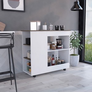 NicBex Mobile Kitchen Island Cart Morden Kitchen Carts on Wheels with Storage with 5 Storage Shelves for Kitchen, White - 1 of 4