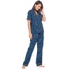 Ashford & Brooks Women's Woven Short Sleeve Shirt and Pajama Pants Set - 2 of 4