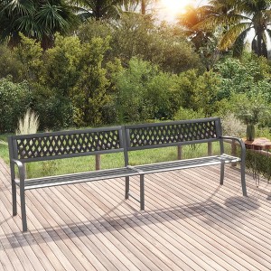 vidaXL Twin Patio Bench 96.9 in. Gray Steel - 1 of 4
