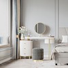 POVISON Modern Makeup Vanity Table With LED Lighted Mirror, Dressing Table with Movable Tray Top, 3 Solid Wood Drawer, Without Stool, 43", White - 3 of 4