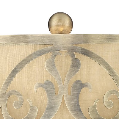 Brass Candlestick Table Lamp with Double Drum Shade