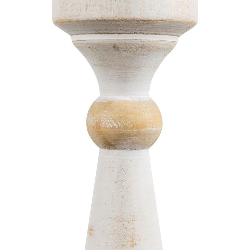 Northlight Wooden Pedestal Pillar Candle Holder - 12" - Brushed Antique White, 5 of 6