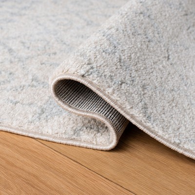 Ivory and Light Grey Hand-Knotted Synthetic 2' x 11' Runner Rug