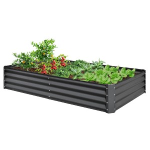 NAYSAYE Outdoor Planter Large Galvanized Raised Garden Bed for Vegetables Fruits and Flowers, Gray, 94.49"*47.25"*11.81" - 1 of 4
