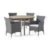 Christopher Knight Home Biella Outdoor Acacia Wood and Wicker 5 Piece Dining Set with Cushion - 2 of 4
