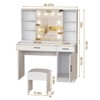 LOVMOR Vanity Desk with Lighted Mirror,Large Vanity Desk with Storage Shelf and Drawers, 10 LED Lights - 3 of 4