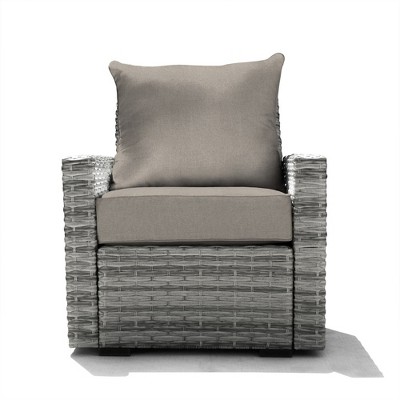 Honeycomb Outdoor Carmel Seat - Ash Grey Wicker Chair: Weather Resistant Modular Patio Lounge Furniture