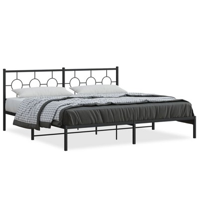 vidaXL Metal Bed Frame with Headboard Black 76 in.x79.9 in. King