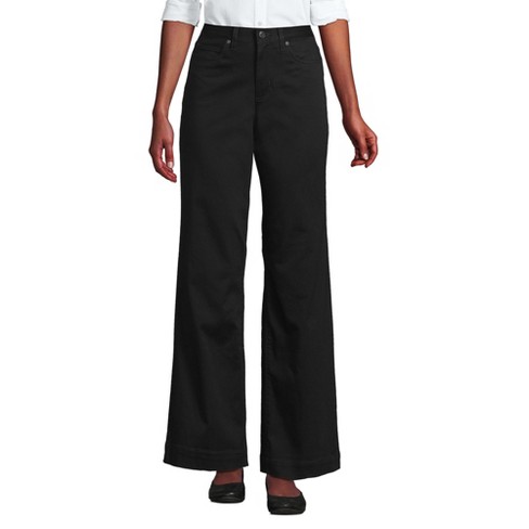 Lands' End Women's High Rise 5 Pocket Wide Leg Chino Pants - 6 - Black ...