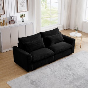 MYINDA  Corduroy Sofa Couch, Deep Seat Couches for Modern Living Room/Apartment/Office,Black - 1 of 4