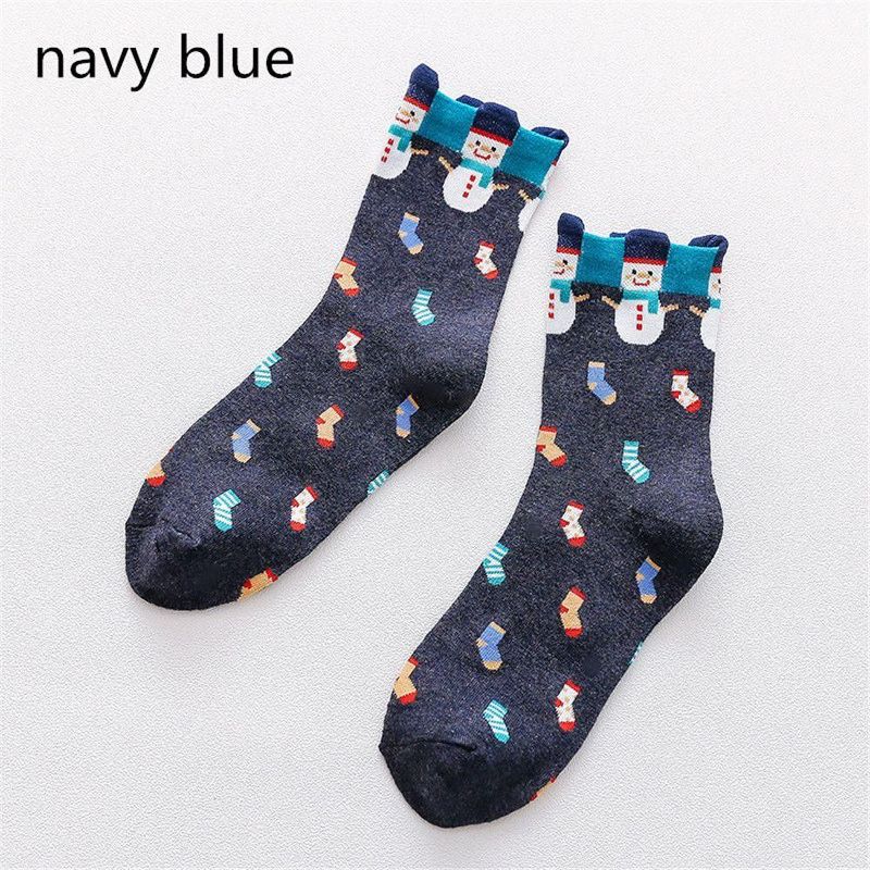 Cute Holiday Pattern Socks (Women's Sizes Adult Medium) - Navy Blue / Medium / from the Sock Panda, 1 of 2