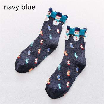 Cute Holiday Pattern Socks (Women's Sizes Adult Medium) - Navy Blue / Medium / from the Sock Panda