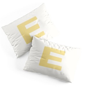 Deny Designs Standard April Lane Art Block Yellow Monogram E Microfiber Printed Pillow Sham - 1 of 3
