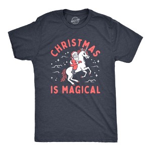 Mens Christmas Is Magical T Shirt Funny Santa Claus Fantasy Unicorn Tee For Guys - Crazy Dog Men's T Shirt - 1 of 4