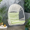 Christopher Knight Home Malia Outdoor Wicker Hanging Chair with Cushion (NO STAND), Green/White - 2 of 4