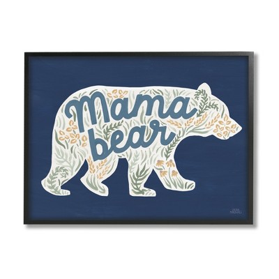 Stupell Industries Blue Mama Bear Botanicals Framed Giclee Art