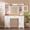 LED Vanity Desk with Mirror, 7 Drawers & Shelves, Power Outlet - Makeup Dressing Table for Bedroom - 3 of 4