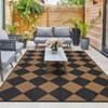 Outdoor Rug Modern Plastic Straw Carpet, Geometric Reversible Outdoor Plastic Straw Camping Rug, RV Mat for Deck, Backyard, Balcony, Porch - 2 of 4