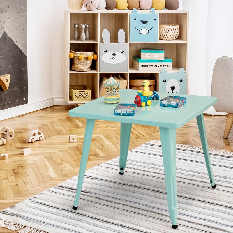Costway Kids Steel 27'' Square Table Children Play Learn Activity Table Indoor Outdoor, 3 of 11