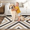 Washable 9x12 Area Rug Geometric Rug, Stain & Water Resistant Foldable Low Pile Rugs, for Bedroom Dining Room Kitchen Bathroom Office, Grey - 4 of 4
