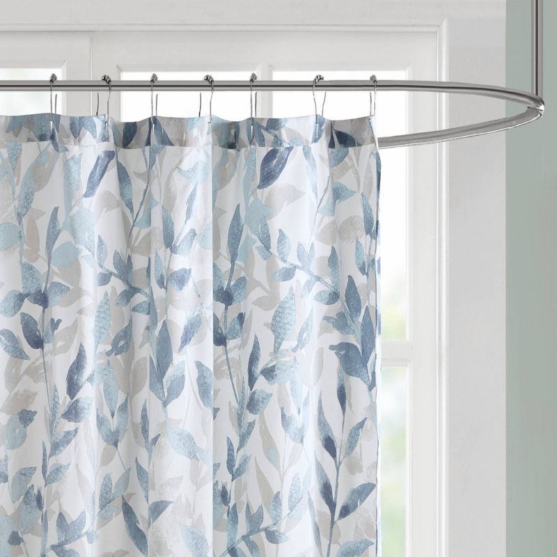 Leisha Botanical Printed Shower Curtain Blue, 3 of 5