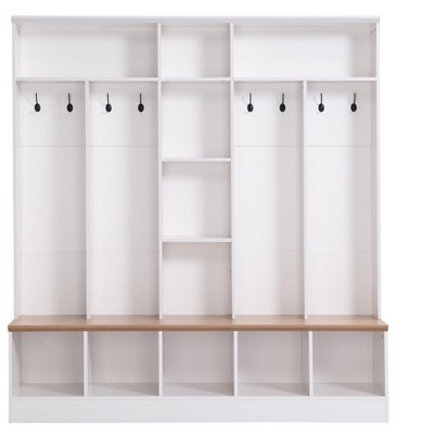 TiramisuBest White Storage Ottoman Bench 55.12 in, MDF Tufted Bed Bench with Hidden Storage