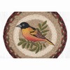 Earth Rugs Oriole Bird Round Trivet – 10" Braided Jute Hot Pad with Bright Songbird Print - 3 of 3