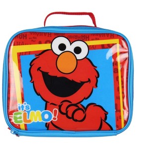 Intimo Sesame Street It's Elmo HAHA LOL Tossed Face Print Insulated Lunch Box Bag Tote Red - 1 of 4