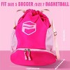 Soccer Ball Bags, Drawstring Basketball Backpack for Sport Training with Ball Shoe Dry and Wet Compartments(Pink) - 4 of 4