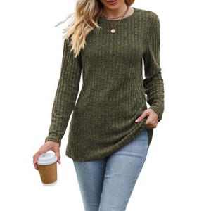 Long Sleeve Shirts for Women Crew Neck Fall Tops Lightweight Dressy Tunic Sweaters Fashion Clothes 2025 S-2XL - 1 of 4
