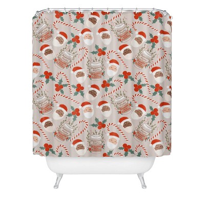 Dash and Ash Peppermint Mocha Shower Curtain Brown/Red  - Deny Designs