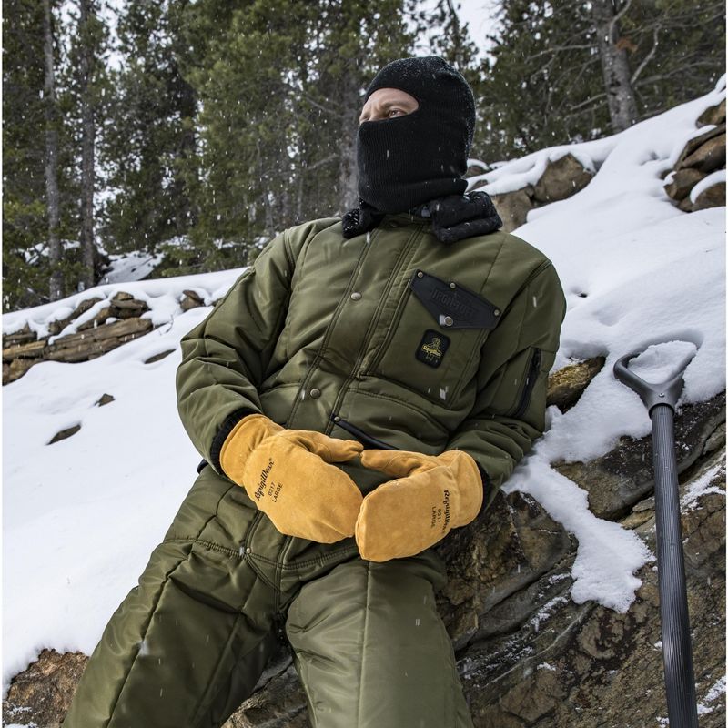 RefrigiWear Warm Fleece Lined Fiberfill Insulated Cowhide Leather Mitten Gloves, 4 of 7