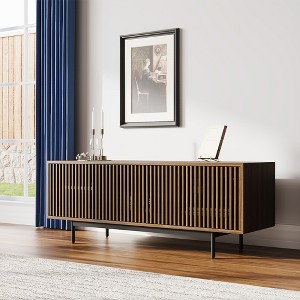 POVISON 59.06"Mid-Century Modern TV Stand,Entertainment Center Media Console,TV Console,with Openwork Iron Legs ,Walnut - 1 of 4
