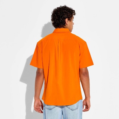 Мужские рубашки Goodfellow & Co Men's Game Day Full Button Solid Camp Shirt - Goodfellow & Co™ Orange L — фото 3