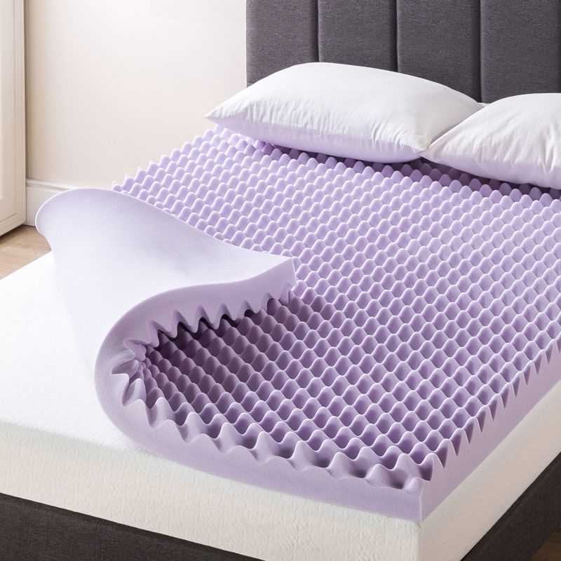 Mellow Egg Crate Memory Foam Lavender Infusion 4" Mattress Topper, 1 of 9