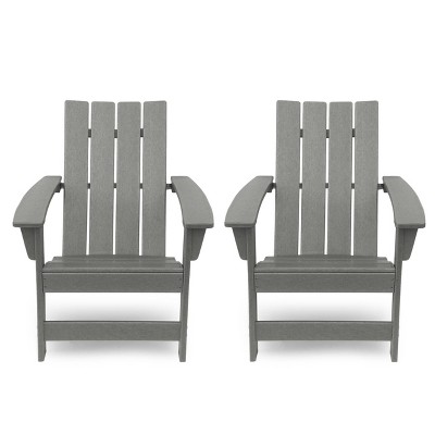 Encino 2pk Resin Contemporary Adirondack Chairs - Gray - Christopher Knight Home