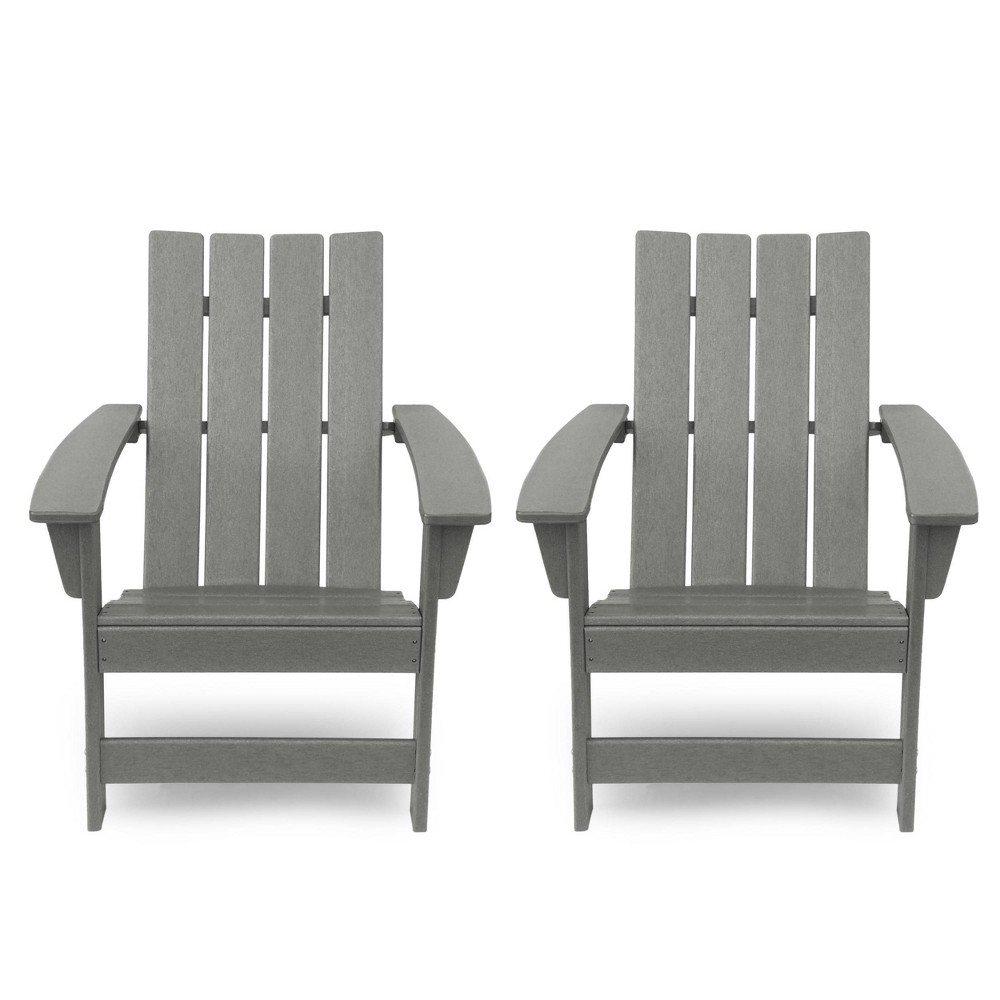 Photos - Garden Furniture Encino 2pk Resin Contemporary Adirondack Chairs - Gray - Christopher Knigh