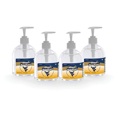 NCAA West Virginia Mountaineers 16oz Pump Top Hand Sanitizer - 4pk