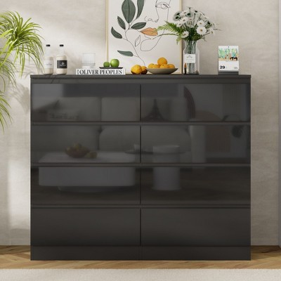 Dresser for Bedroom, Drawer Dresser with Bright Surface & Ample Storage Space, Modern Dresser