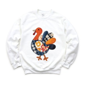 Plaid Turkey Patchwork Print - Women's Graphic Sweatshirt - 1 of 4