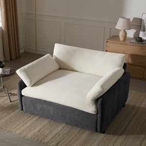Merax Oversized Chenille Single Sofa Chair with Deep Seat and Throw Pillows - 1 of 4