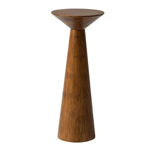 COZAYH Pedestal Tall Round Martini Table with Textured Finish and Quick Assembly for Living Rooms or Bedrooms, Holds up to 50 Pounds, Walnut - 1 of 4